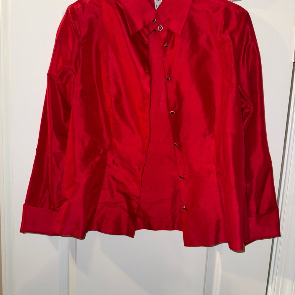 Marisa Baratelli 100% Thai Silk Button Blouse Sz 8